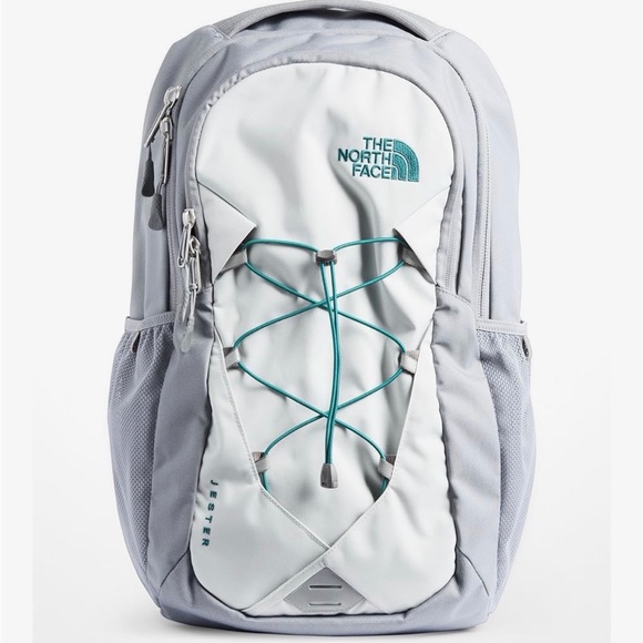 The North Face Handbags - The North Face Gray Jester Backpack with teal accents